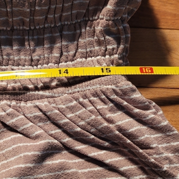 Smocked Stripe Pull-on Stretch Romper in Mocha Size 1X - Picture 8 of 11
